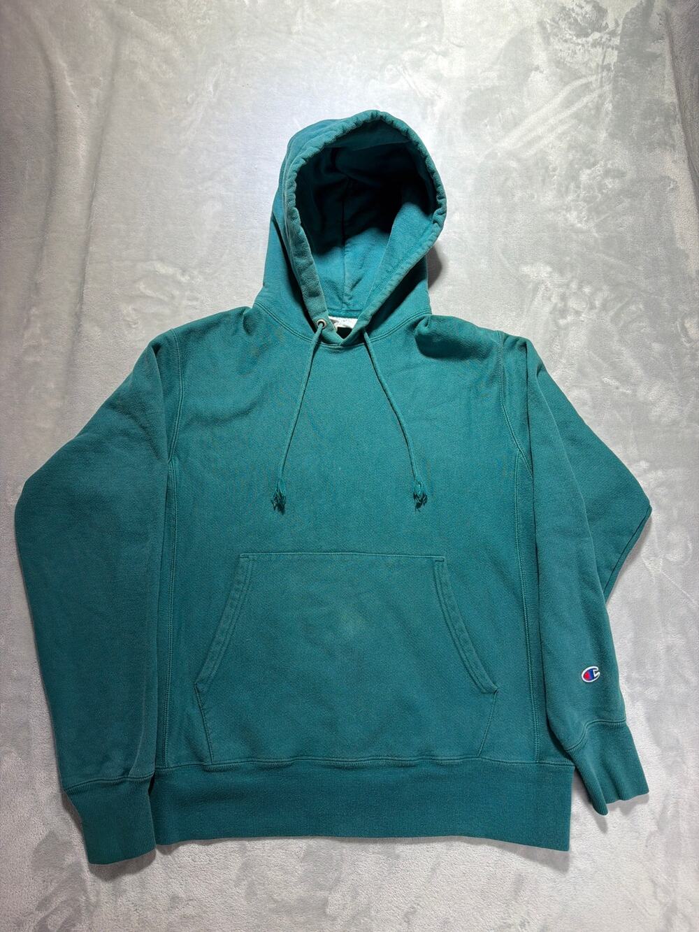 Champion Reverse Weave Turquoise Teal Blank Pullover Hoodie Men’s Medium M